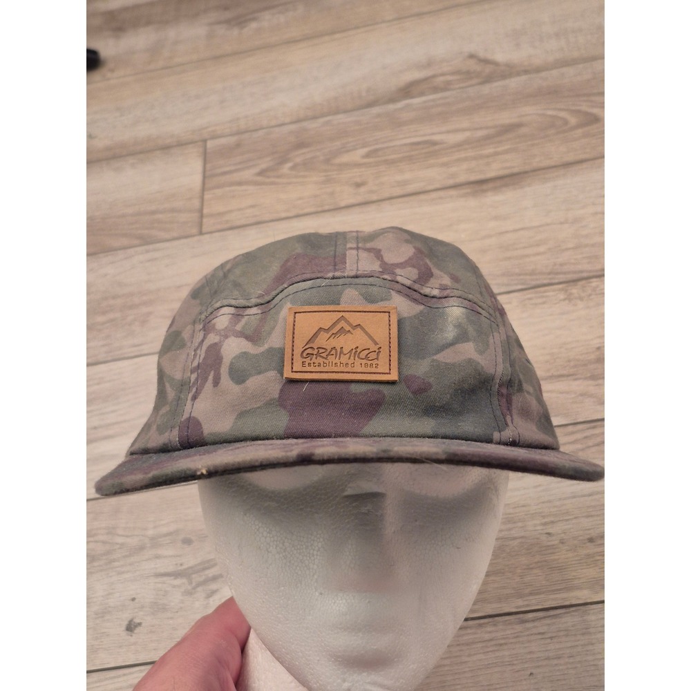 Gramicci Mens Camo 5 Panel Camper Hat Adjustable Strapback Cap Green Brown